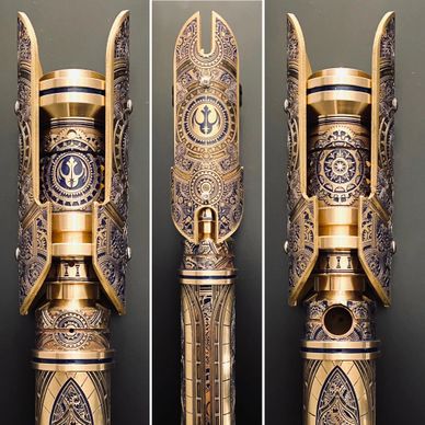Steampunk etched brass lightsaber