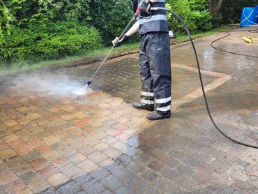 Presuure washing in Stockton, driveway transformation