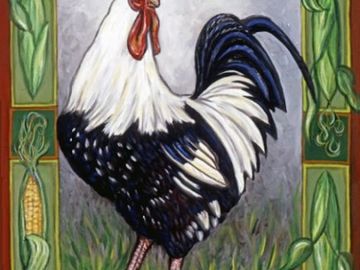 rooster, chicken, barnyard animal, bird, farm animal, paintings, prints, wall art, home decor