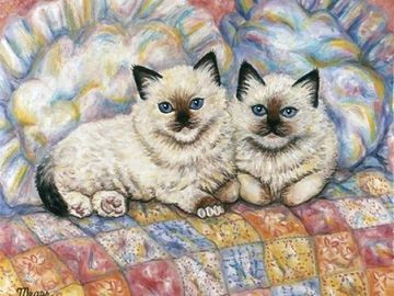 cats, kitten, siamese cats, twins, babies, pets, paintings, prints, wall decor, wall art, home decor