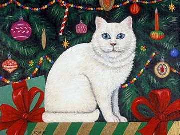 Christmas painting, christmas tree, holiday art, 