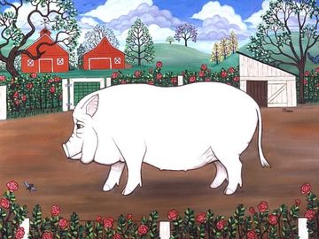 pig, farm animal, barnyard animal, hog, farm, whimsical, folk art, barn, 