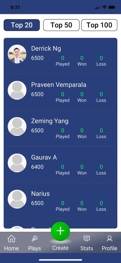 Badminton America App Ratings Page