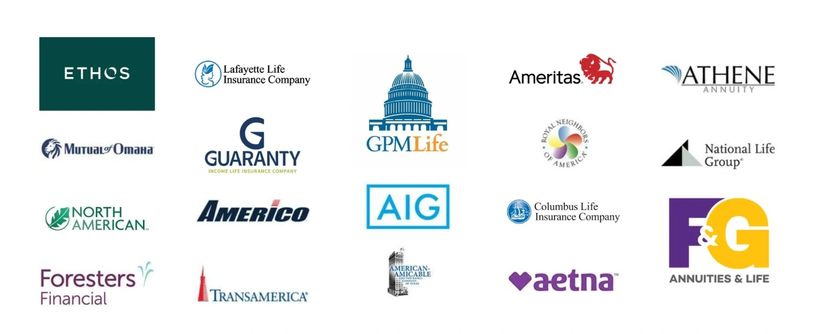 Logos of various life insurance and annuity companies.