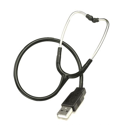 Stethoscope with USB plug as a joke.