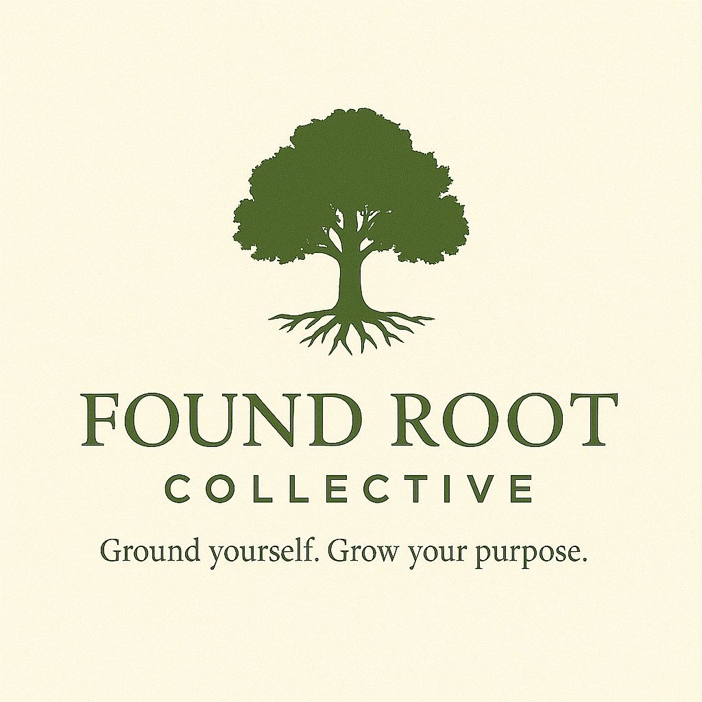 Found Root Collective logo featuring a tree with deep roots, symbolizing growth, clarity, and purpose-driven leadership.