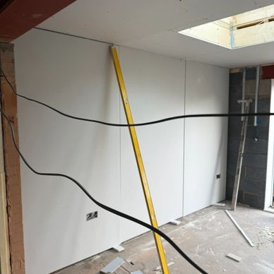Plasterboarding work carried out by Scribes Kitchen Company during an extension project in Lichfield
