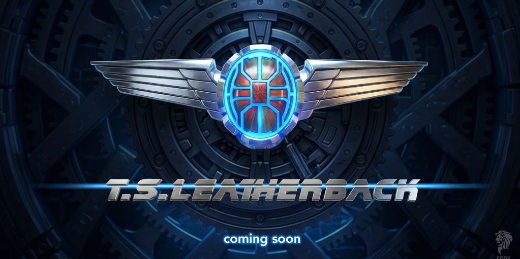 T.S. Leatherback logo with a metallic winged emblem, set against a dark gear background.