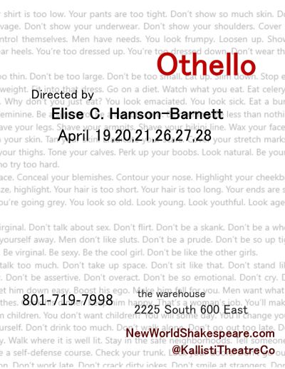 Othello play information and showtimes poster.