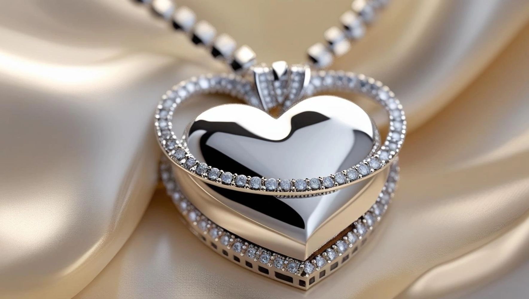 Halo -Silver Heart Necklace with 35 lab grown diamond band