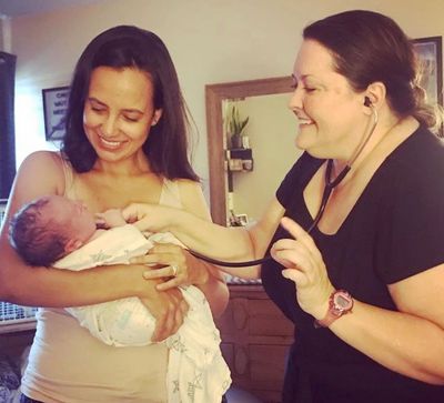 Amber pictured here during a homebirth with local Midwife Candace Leach