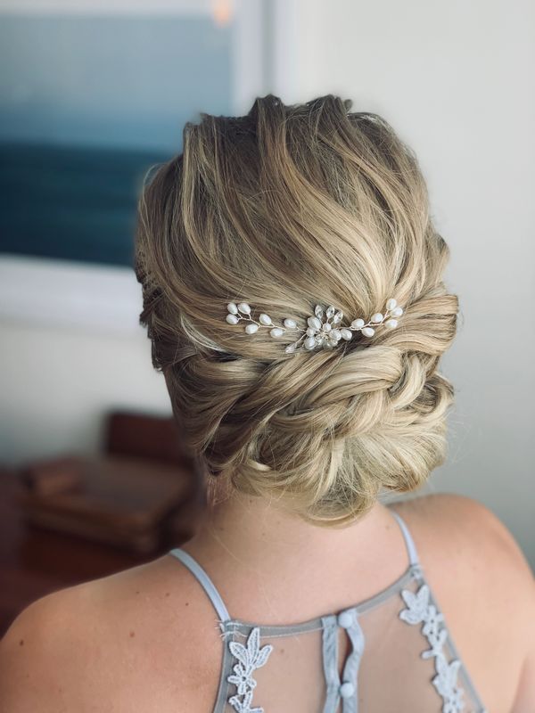 Claire Hartley Stylist Kent wedding hair and makeup artist textured braided bridal hair up 