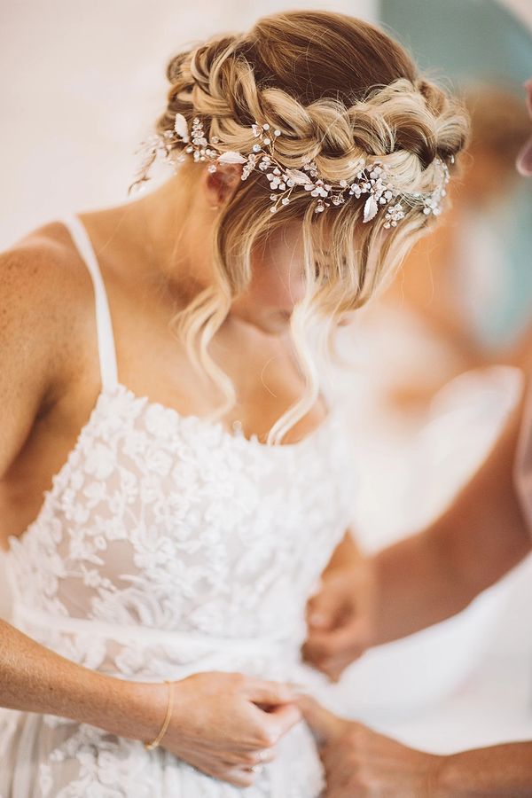Wedding hair Cornwall Devon crown braid boho bride