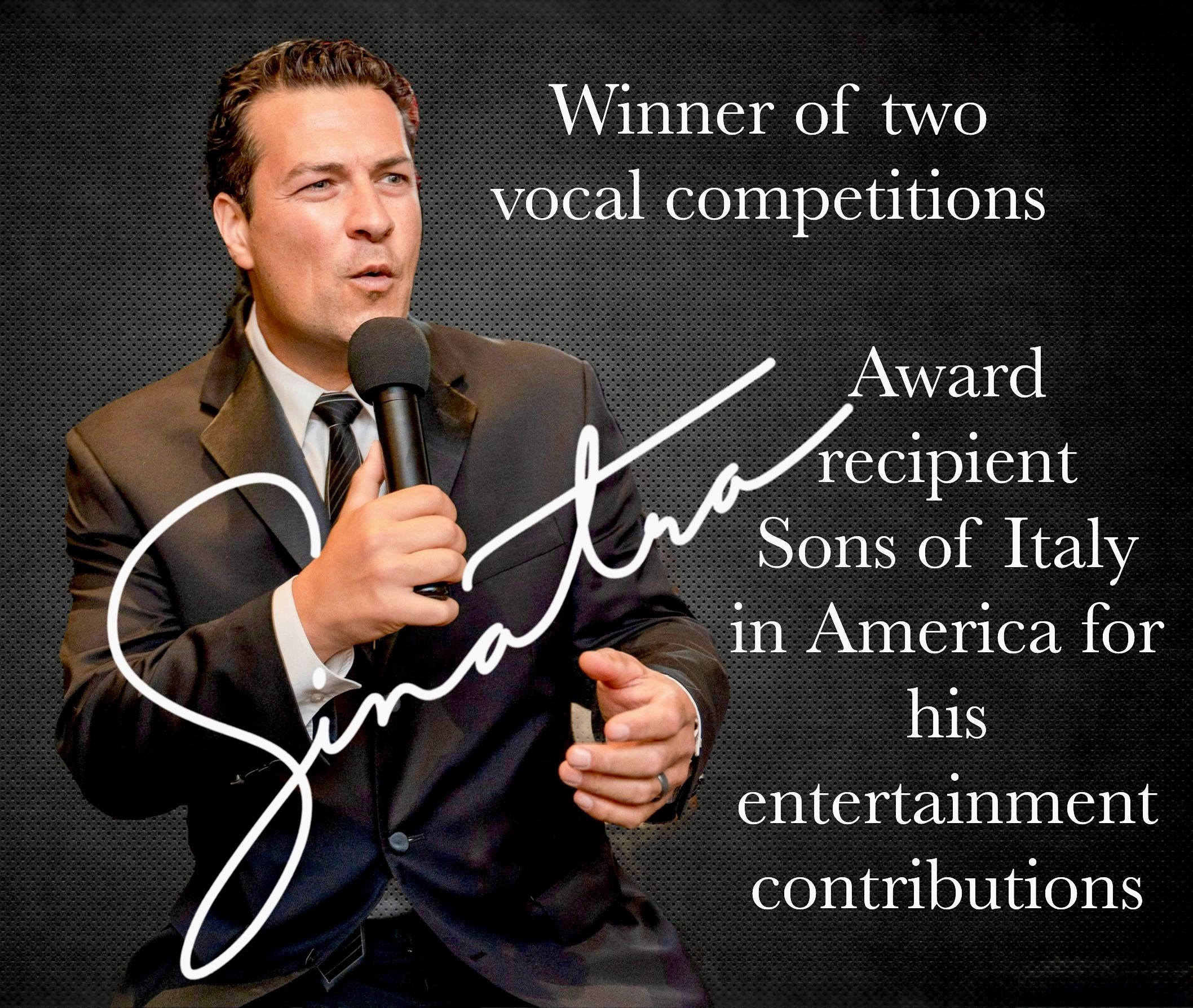 Lou Dottoli performing live in classic Sinatra style with vintage microphone on stage