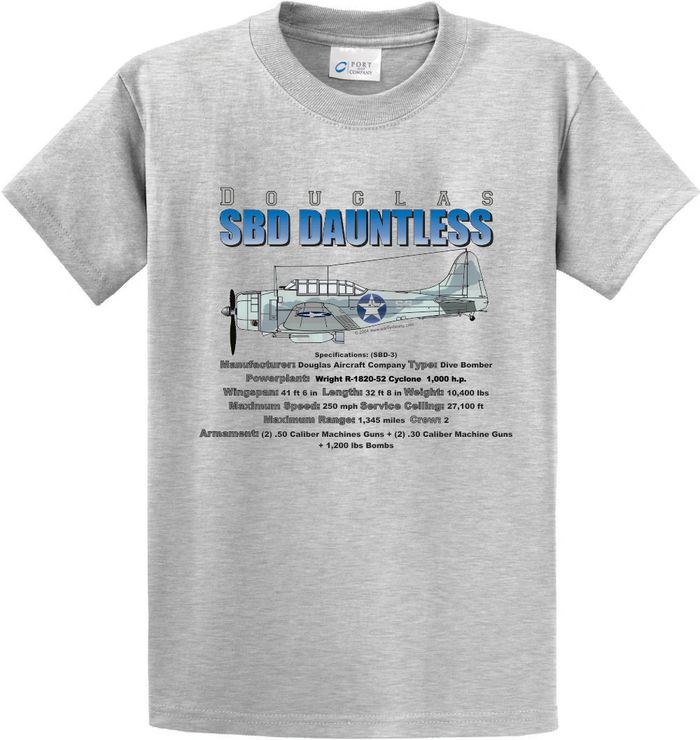 SBD Dauntless t-shirt with specifications