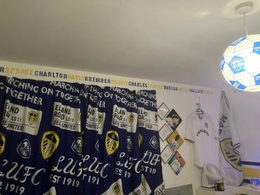 A Leeds United themed bedroom