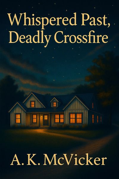 A mysterious house at night under a starry sky on a thriller book cover.
