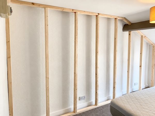 Stud wall framework installed for soundproof wall system in Scarborough, Filey surrounding villages