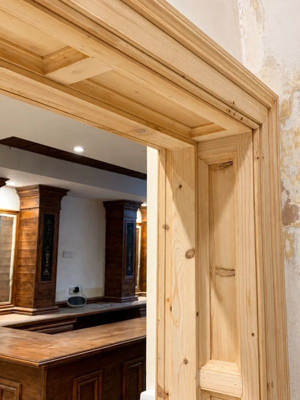 Close up of timber door lining and architrave detailing around an internal opening in Scarborough,