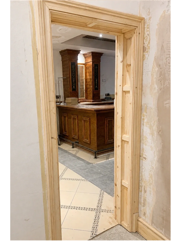 New timber door lining and architrave fitted to an internal opening in Scarborough filey
