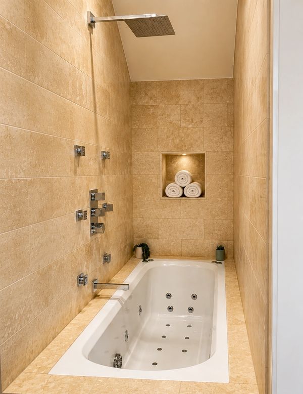 Sunken bath and overhead shower installation completed in Scarborough Filey and surrounding villages