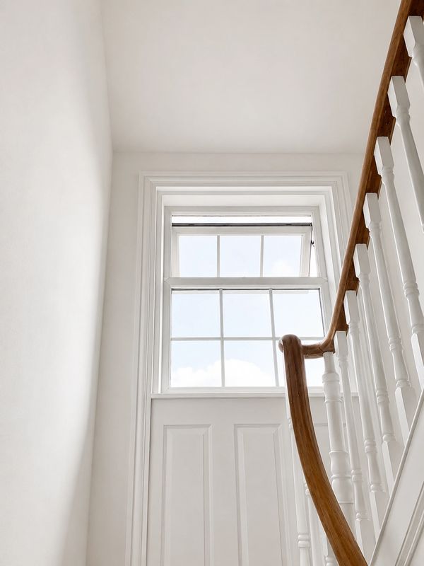 Completed staircase with painted spindles, new window architrave and panelling in Scarborough, Filey