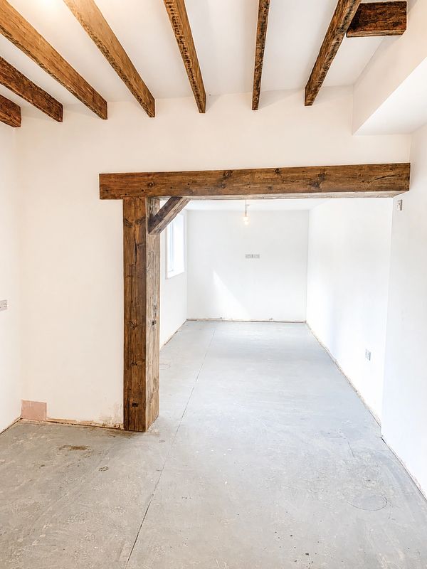 Room renovation before project with exposed beams in Scarborough, Filey and surrounding villages.