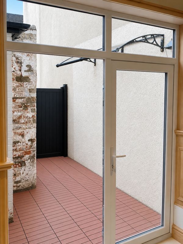 Aluminium gate, canopy roof and composite floor tiles installed in Scarborough, Filey