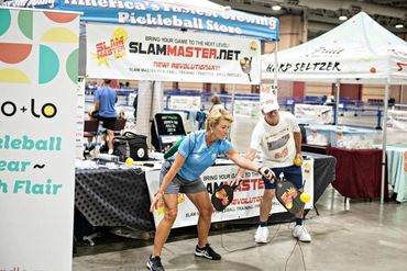 Slam Master Pro Pickleball booth at Kyle Yates' Atlantic City Open.
