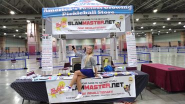 Kristyna Wavrova Slam Master Pro Pickleball booth. Atlantic City Open.
