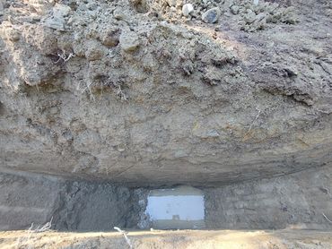 Test slice with spring fed water in bottom