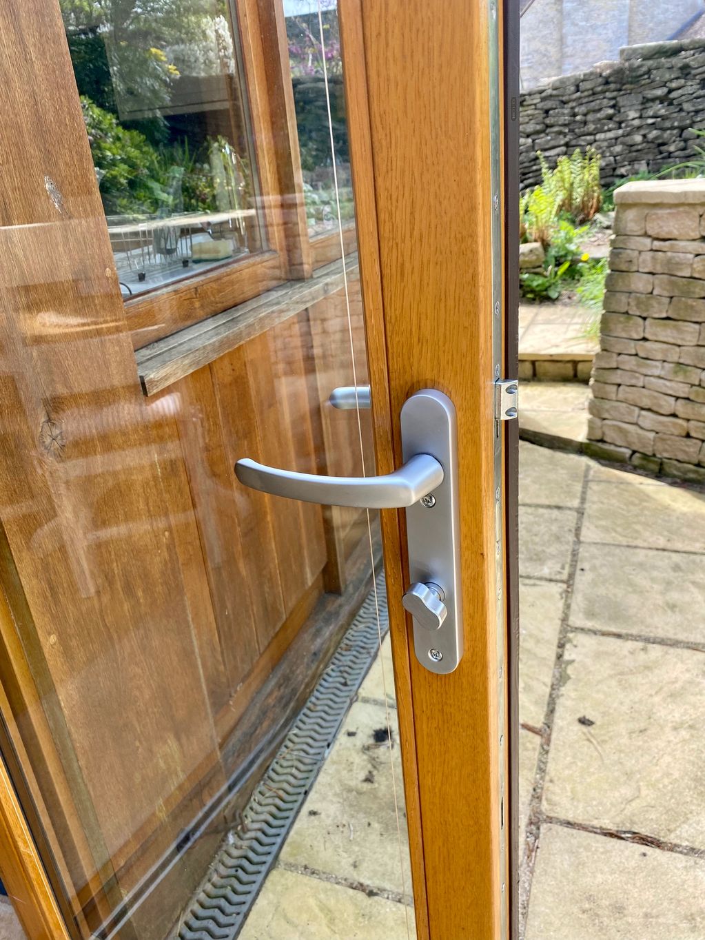 Upvc door handle repairs in satin silver