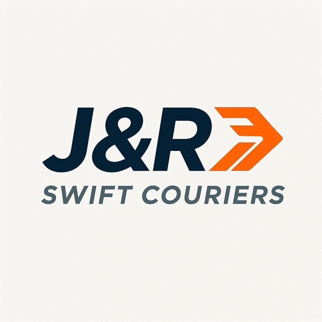 Logo for J&R Swift Couriers with an orange arrow symbol.