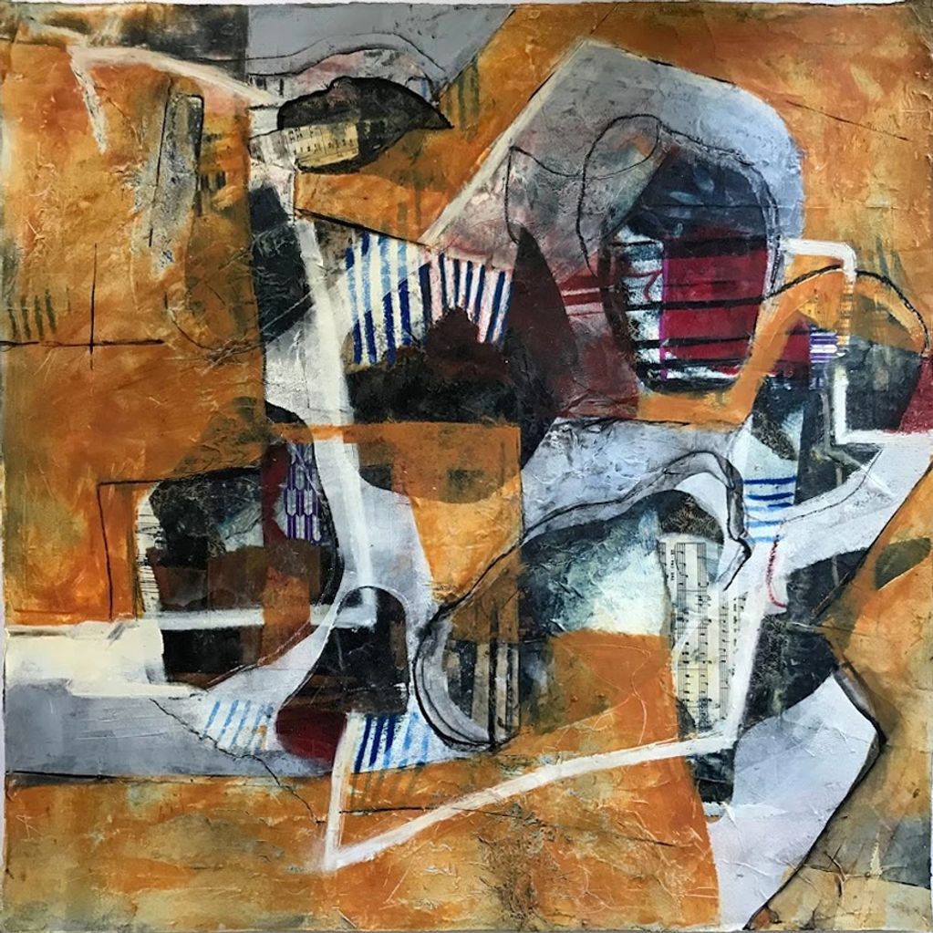 'YOU KNOW IT'S NOT THE SAME AS IT WAS II'
50 X 50cm 
Cold wax and collage