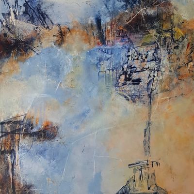 'The Edge of Silence' 
Cold wax mixed media on panel, 
This painting is a response to the current wa