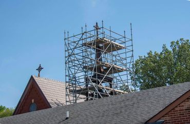 St. Mary's Bell being repaired.