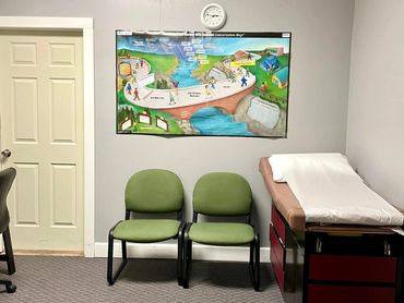 simple and clean design reflects the clinic’s focus on providing a calm and reassuring environment .