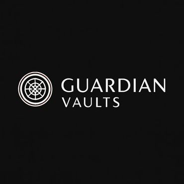 Logo of Guardian Vaults with a secure vault door icon on a black background.