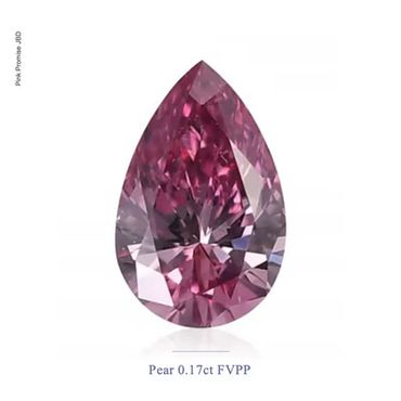 A pear-shaped 0.17-carat pink diamond with brilliant facets.