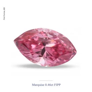 A marquise-cut pink diamond weighing 0.46 carats on white background.