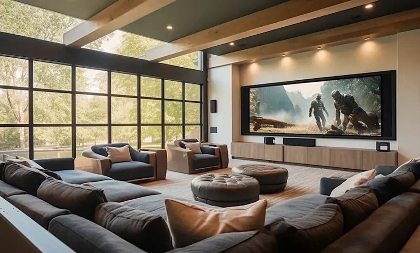 Home theater with 7.1 surround sound audio system in medford Oregon.
