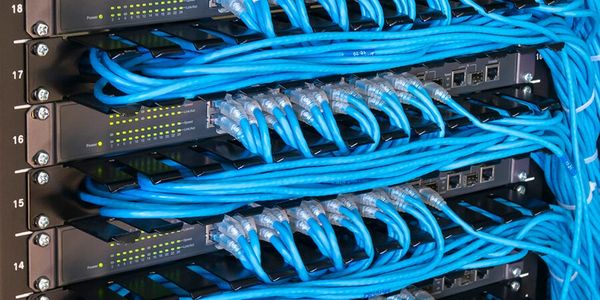 Computer Network IT rack with cat6 cable for fast data and a very secure networking environment.