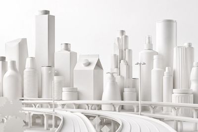 The Houston skyline made of packaging