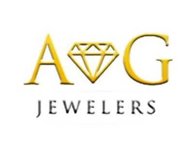 Golden A and G with a golden diamond and the world Jewelers in black.