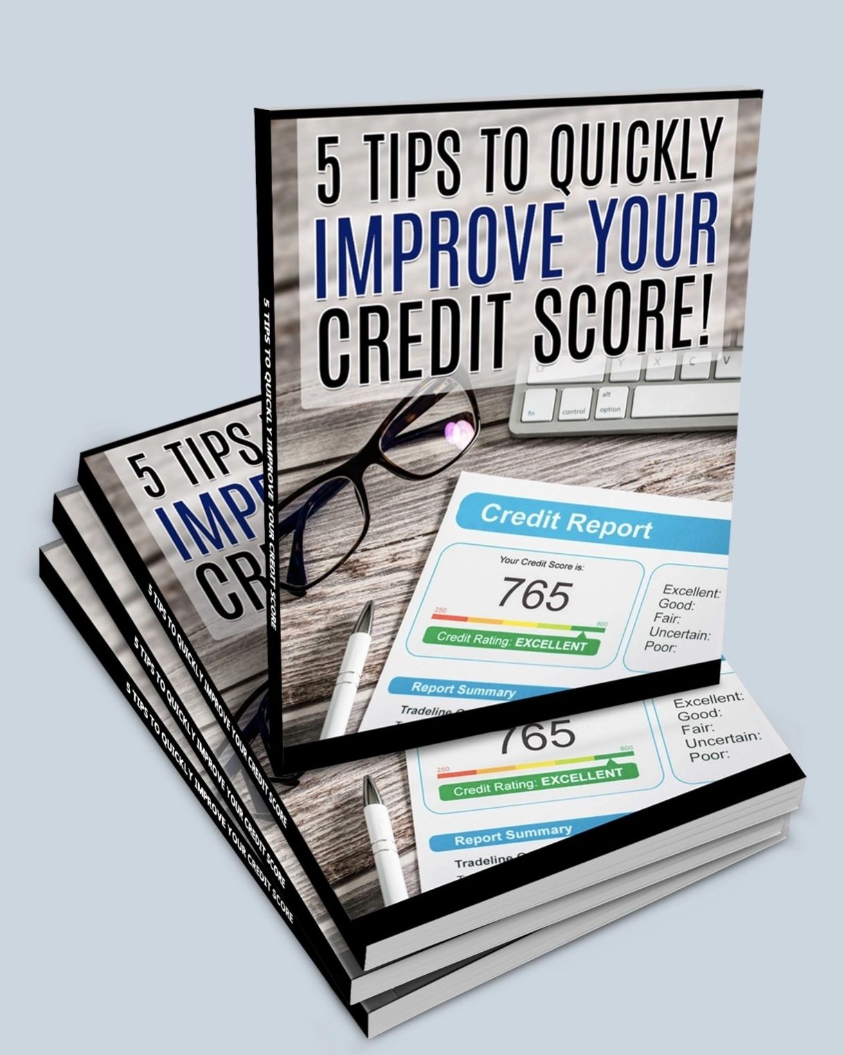 E book entitled five tips to quickly improve your credit score