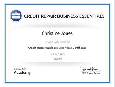Black and White CRC business essentials certificate