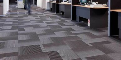 grey, commercial carpet in an office setting