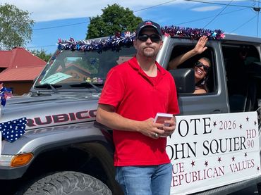 Plains, MT John with his campaign manager, Shae, waiting for the parade to start 6/7/25