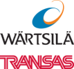 Logos of Wärtsilä and Transas, two maritime technology companies.