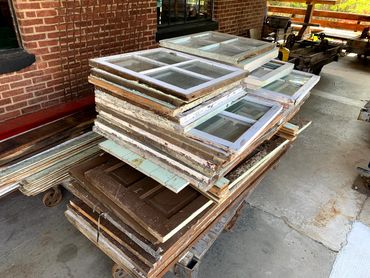 Salvaged antique windows and doors